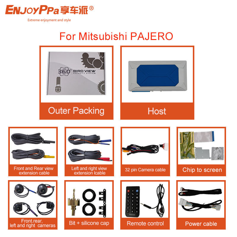 1GB LPDDR4 360 차량 카메라 시스템 미쓰비시 PAJERO LCD 스크린 Bird View DVR